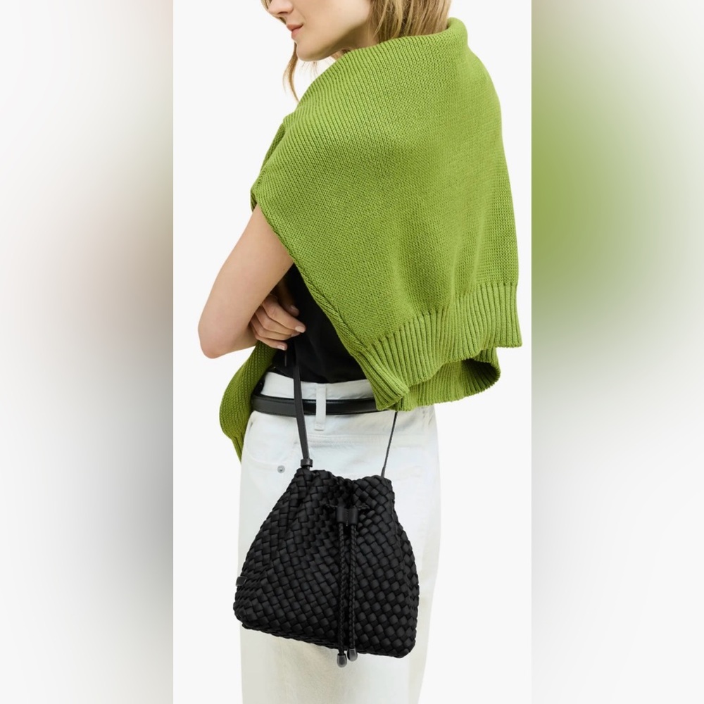 Naghedi Black Woven Drawstring Crossbody Bag